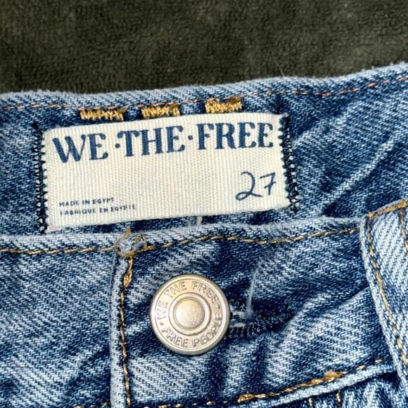 Free People We The Free Cut-Off Shorts Womens 27 Blue Denim Mid Rise Raw Hem - Picture 4 of 9